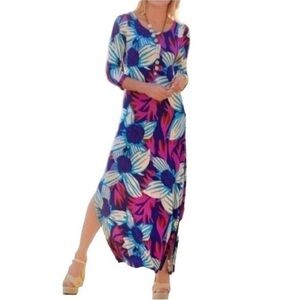 Soft Surroundings Serena Maxi Dress Women Petite XS Nazarine Blue Beach Travel